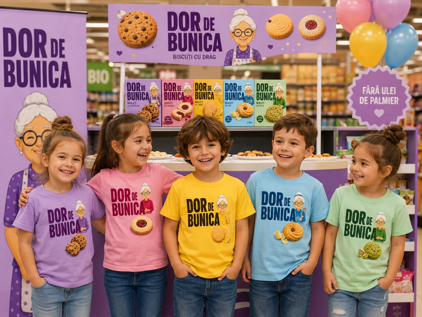 Copii la o activare Dor de Bunica în magazin